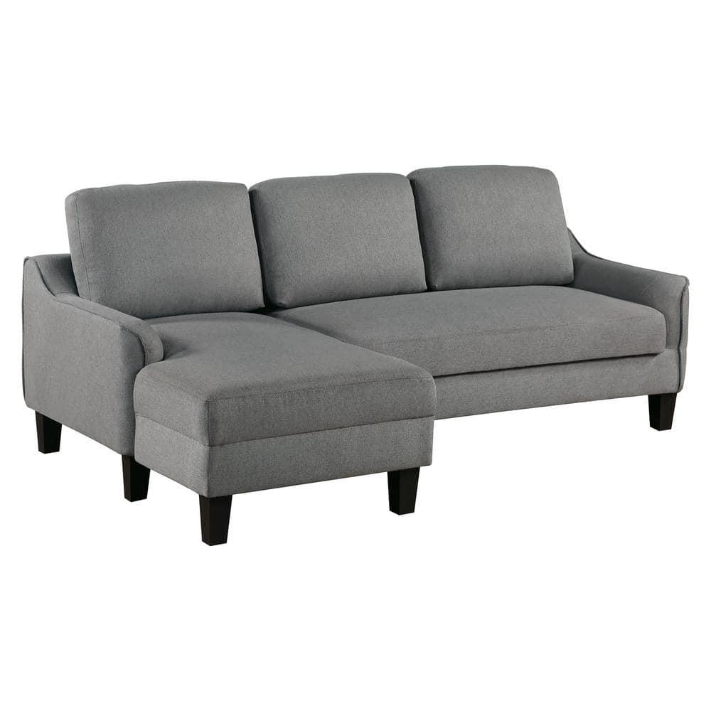 Lester Chaise Sleeper Sofa in Gray fabric with Black legs