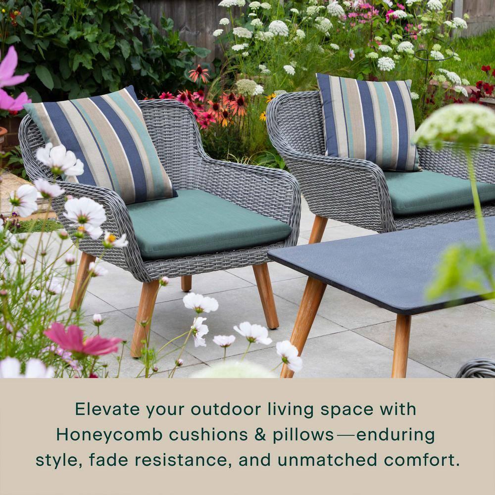 Honeycomb Outdoor Universal Seat Cushion (2-Pack) - Textured Solid Coastal Blue