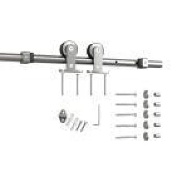 36 in. x 80 in. White Painted Composite MDF 2 Panel Interior Sliding Barn Door with Hardware Kit