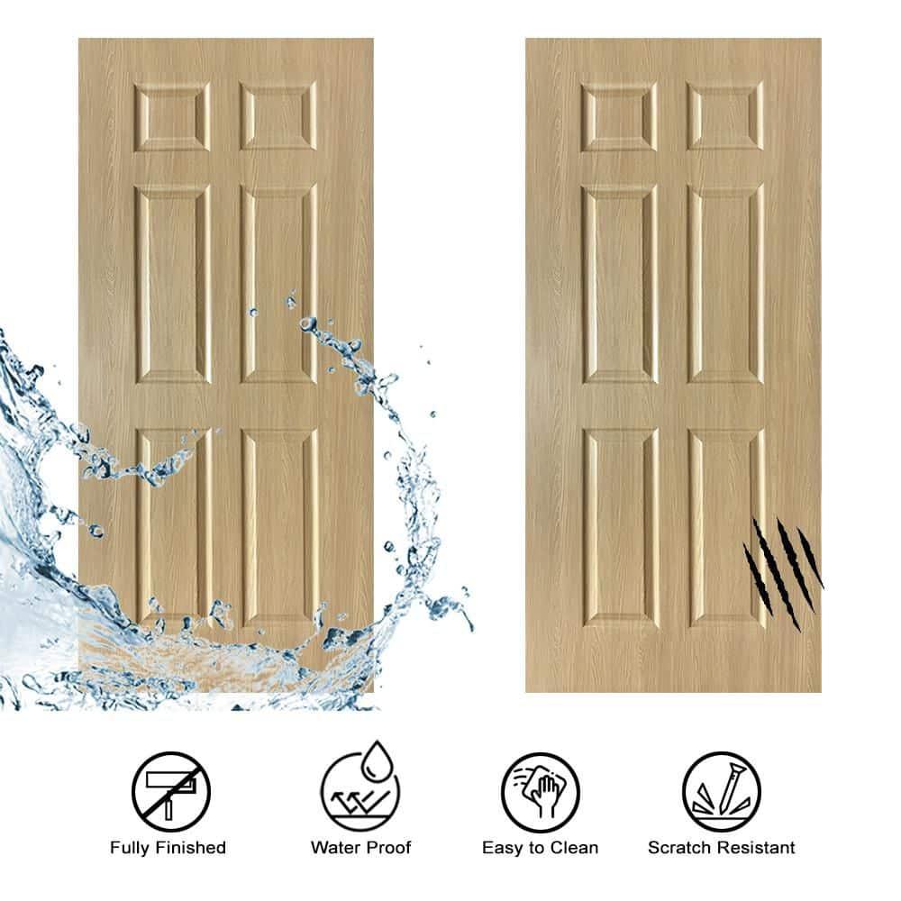 Calhome Hollow Core Oak Finished PVC Composite Interior Sliding Barn Door with Hardware Kit