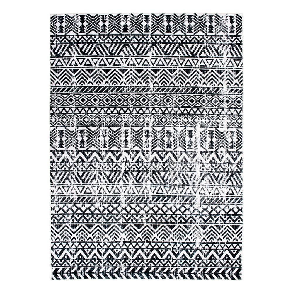 World Rug Gallery Distressed Boho Machine Washable Area Rug - Gray 5' x 7'