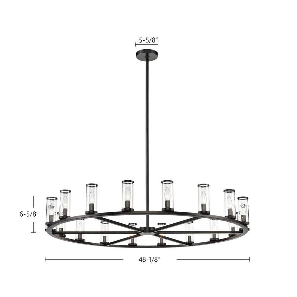 Polished Nickel and Crystal 48" Candle Chandelier