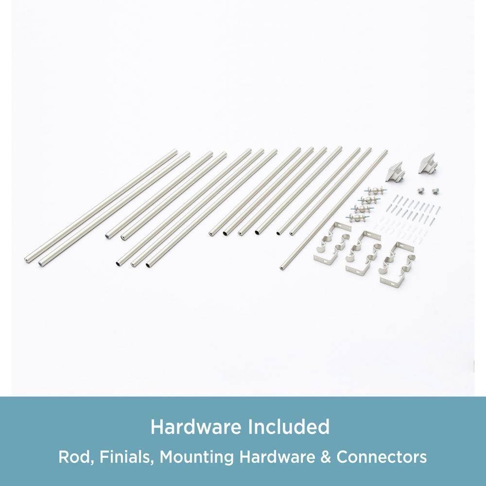 Kenney Square End Bay Window Double Curtain Rod, 78-144" Adjustable Length: 22-37" Sides, 28-72" Center, Steel