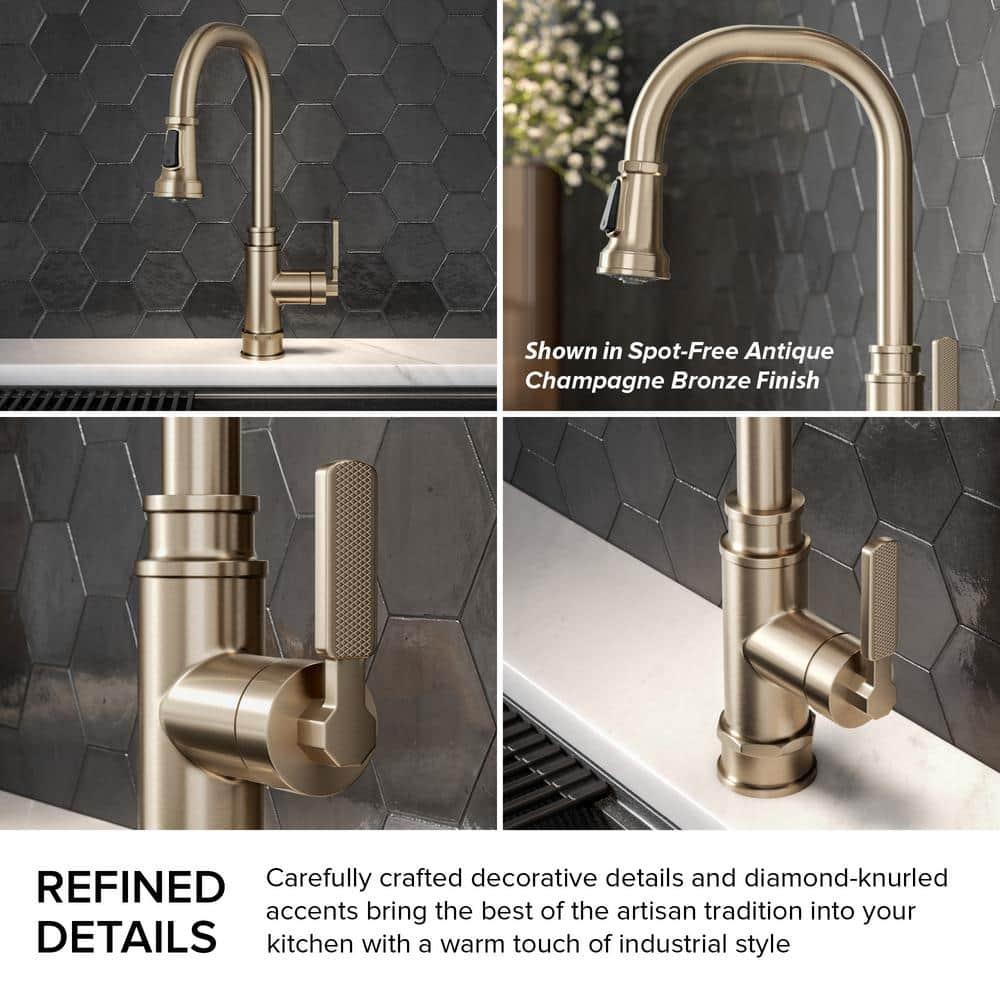 Allyn Transitional Industrial Pull-Down Single Handle Kitchen Faucet