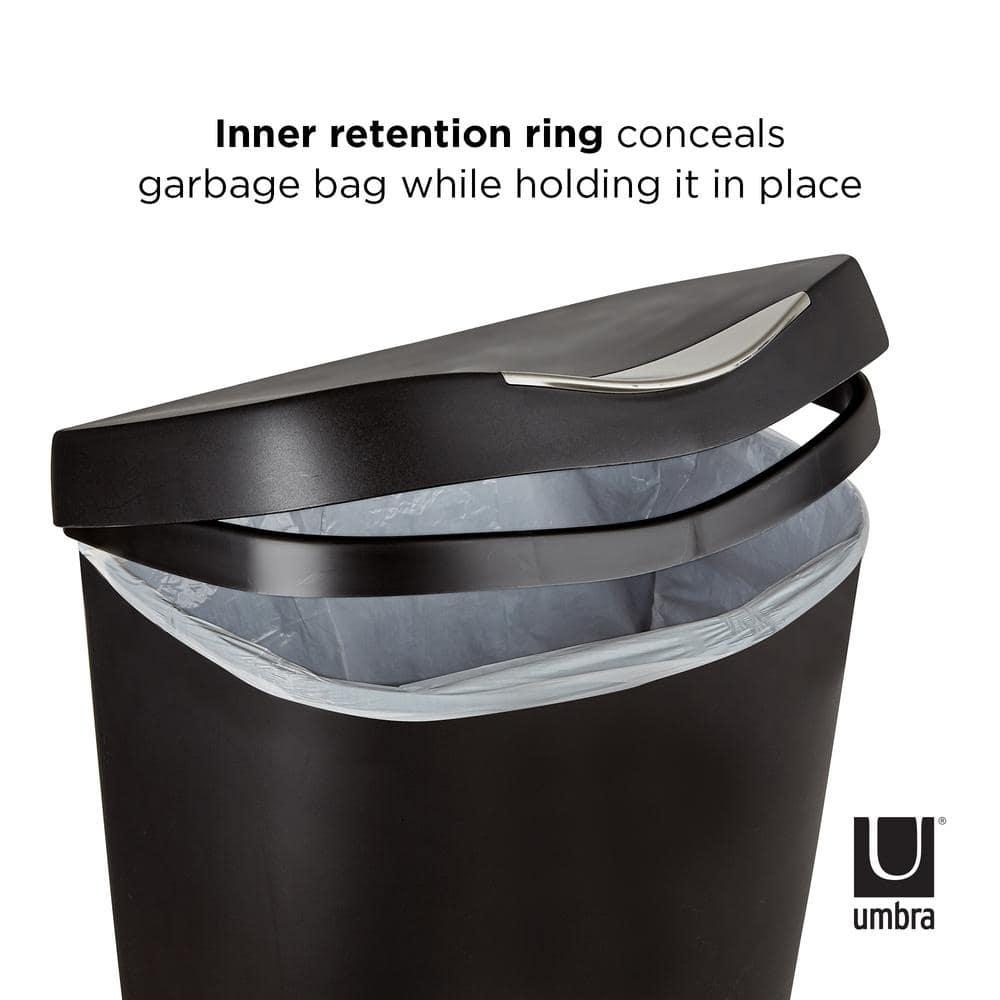 Umbra 13gal Brim Step Trash Can Black/Nickel: Kitchen Trash Can, 50 Quart, Indoor, Polypropylene, Spot Clean