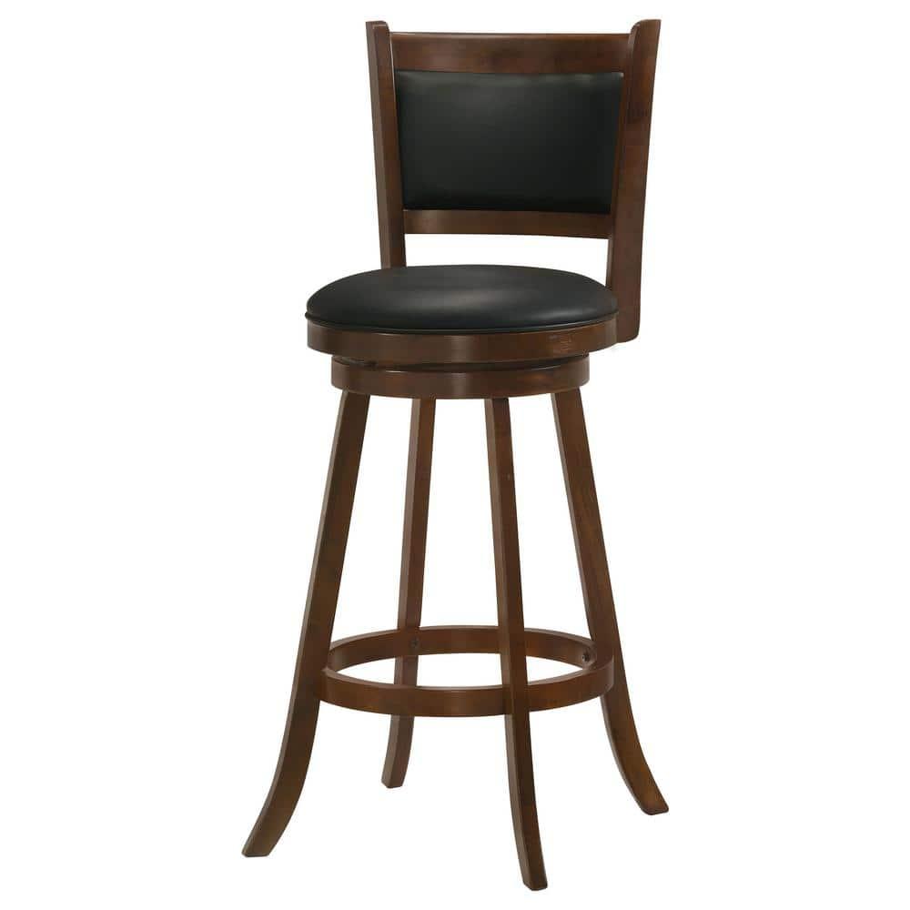 Coaster Upholstered Faux Leather Swivel Bar Stools in Black