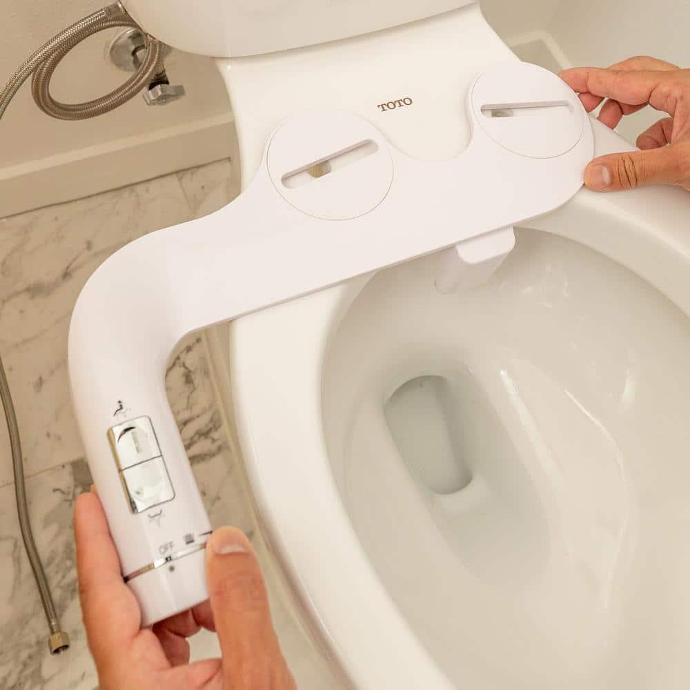 Push Button Bidet Attachment With Dual Nozzles