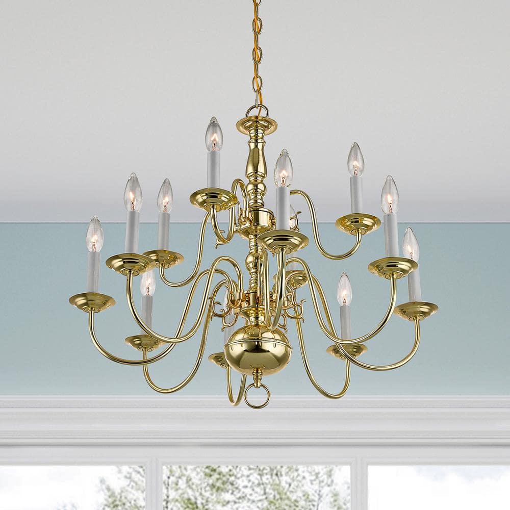 Livex Lighting Williamsburgh 12 - Light Chandelier in  Polished Brass