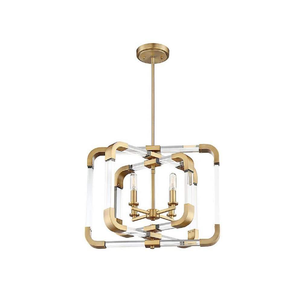 Savoy House Rotterdam 4 - Light Semi-Flush Mount in Warm Brass