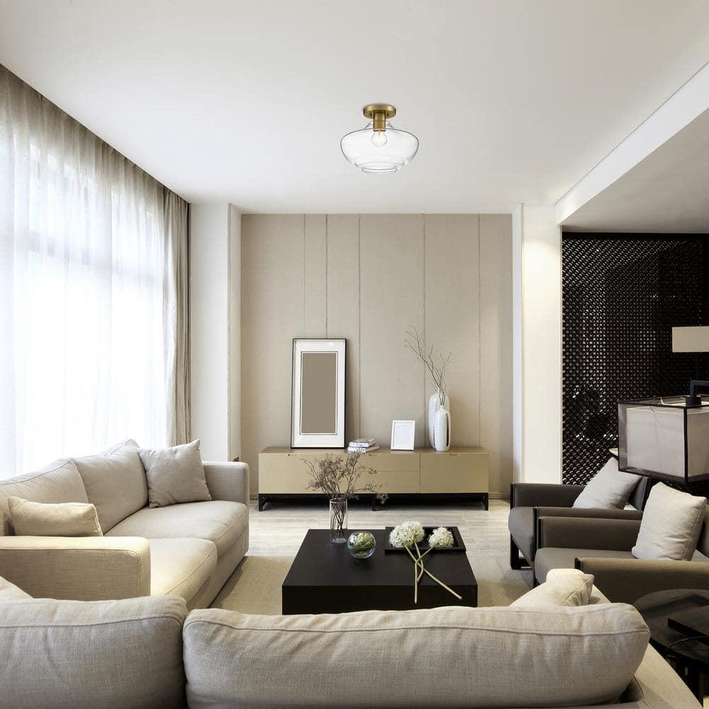 Designers Fountain Emma 1 Light Brushed Gold Semi Flush Mount Ceiling Light, D249M-SF-BG