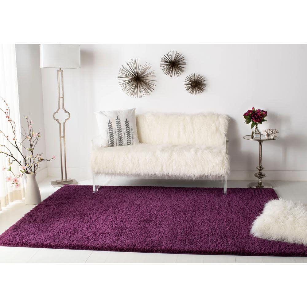 SAFAVIEH August Carlene Solid Plush Shag Area Rug, Purple, 6'7" x 6'7" Square