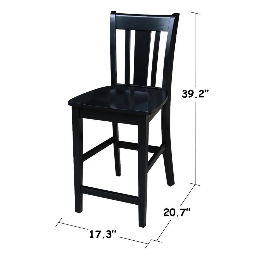 24" San Remo Counter Height Barstool Black - International Concepts: Solid Wood, Traditional Square Design, Durable Parawood