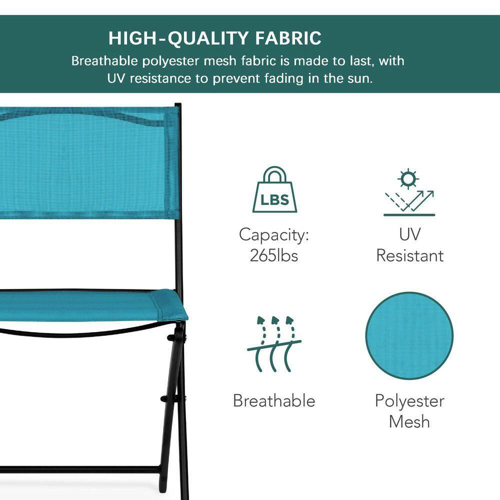 George Oliver 3-Piece Patio Bistro Dining Furniture Set W/ Glass Tabletop, Folding Chairs