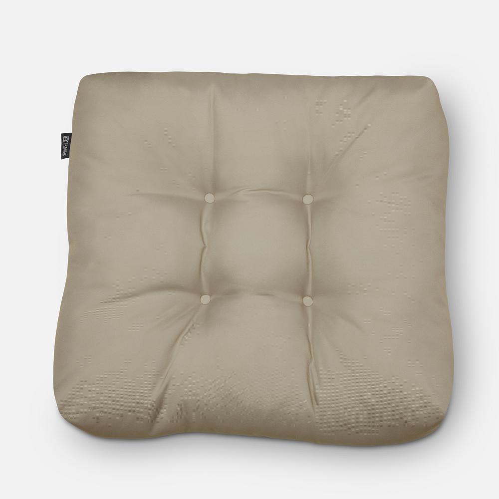 19"x19" 2pc Outdoor Seat Cushion Set Khaki - Classic Accessories: Water-Resistant, Tufted, Hand Washable