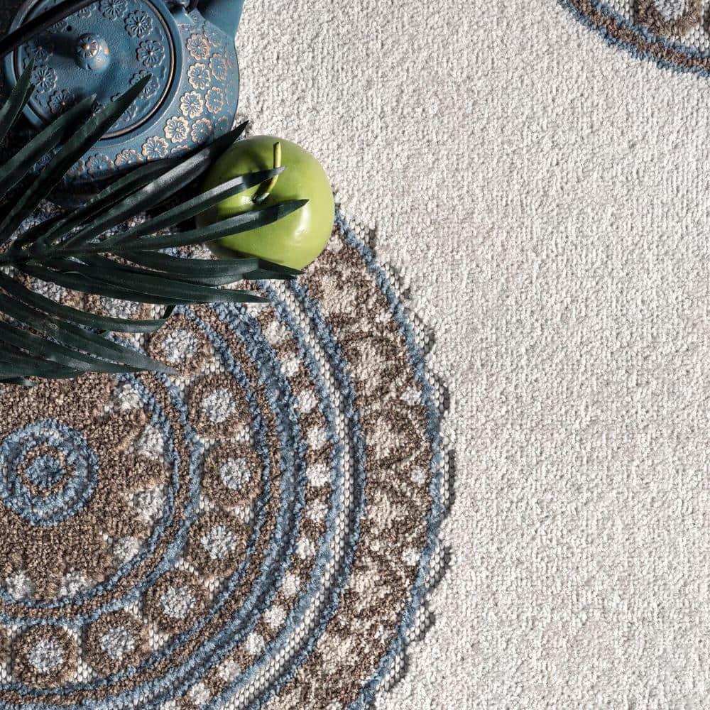 Nuloom Andi Geometric 7x9 Indoor/Outdoor Area Rug for Living Room Patio Deck Front Porch Kitchen, Beige/Brown