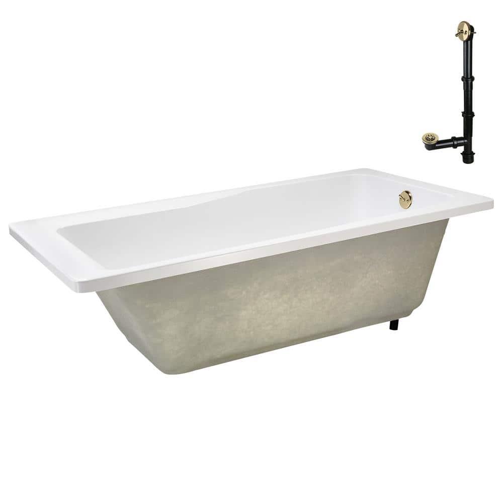60'' x 32'' Acrylic Soaking Drop-In Bathtub, Drain Included