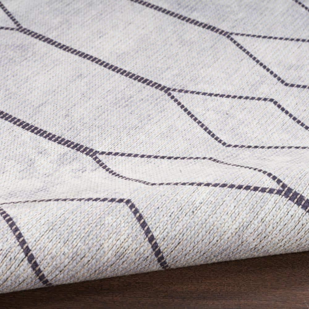 Pymble Geometric Machine Washable Area Rug in Ivory/Grey