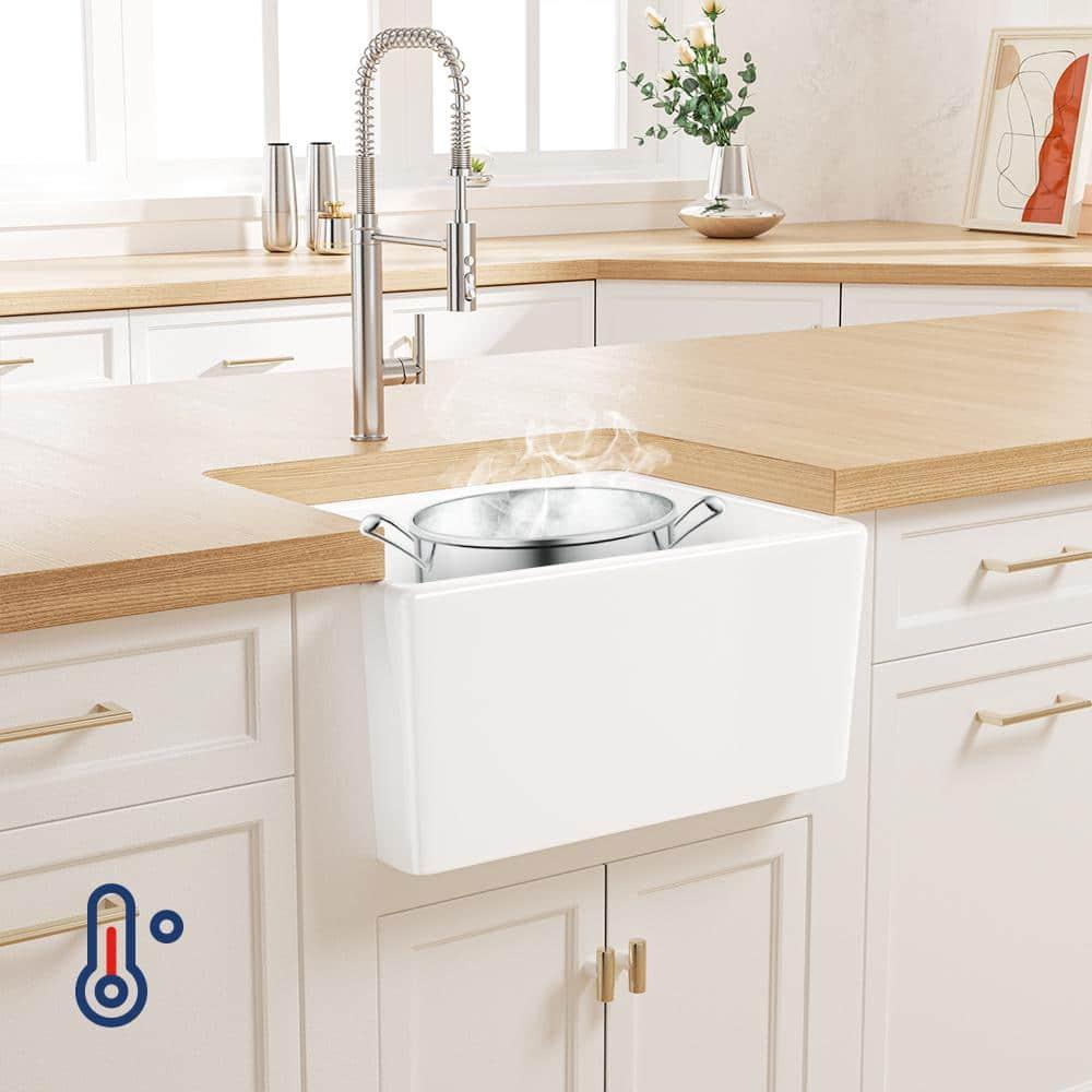 Denbigh 21" L x 16" W Farmhouse Apron-Front Kitchen Sink with Sink Grid and Pop-Up Drain, Laundry Sink
