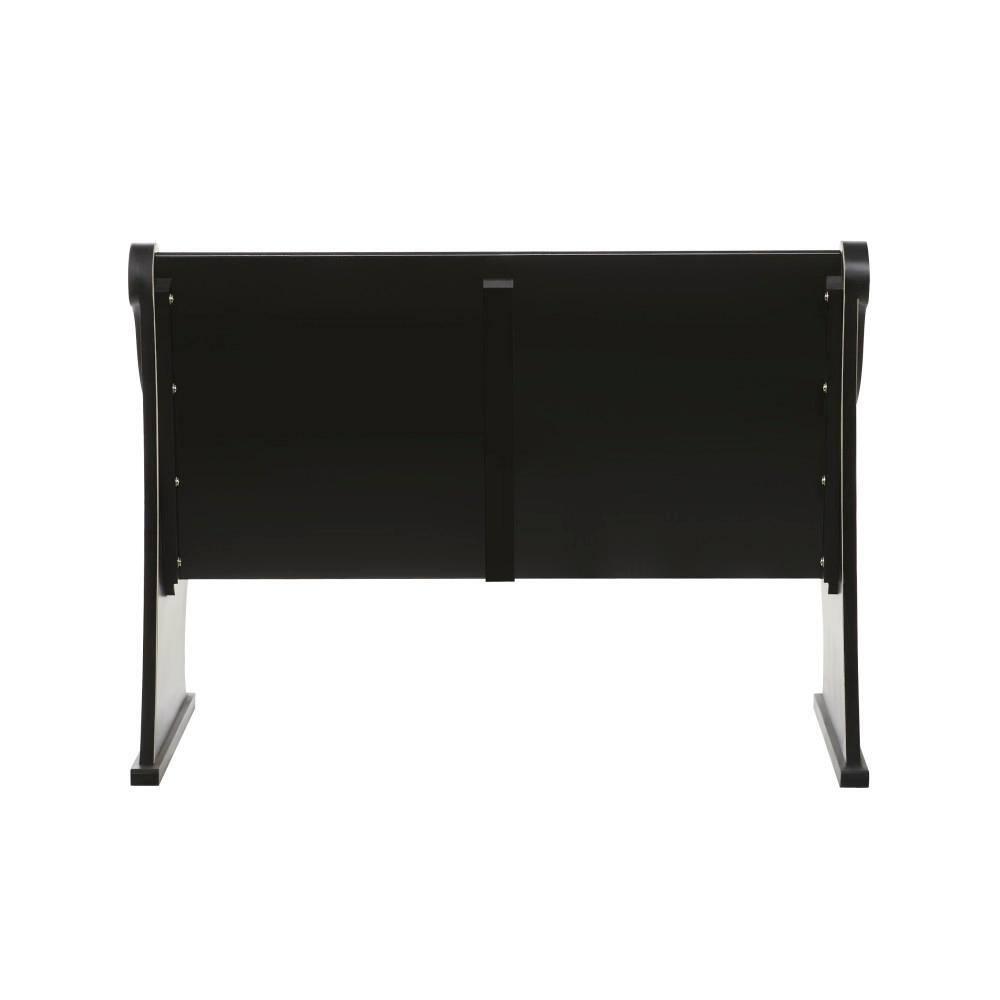 DecMode Wood Storage Bench with Scrolled Armrests, Black