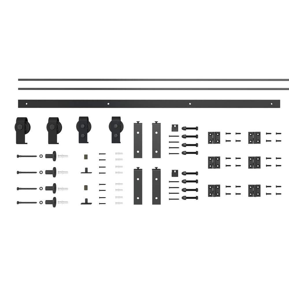 Calhome Paneled MDF Composite Double Bifold Barn Doors with Installation Hardware Kit
