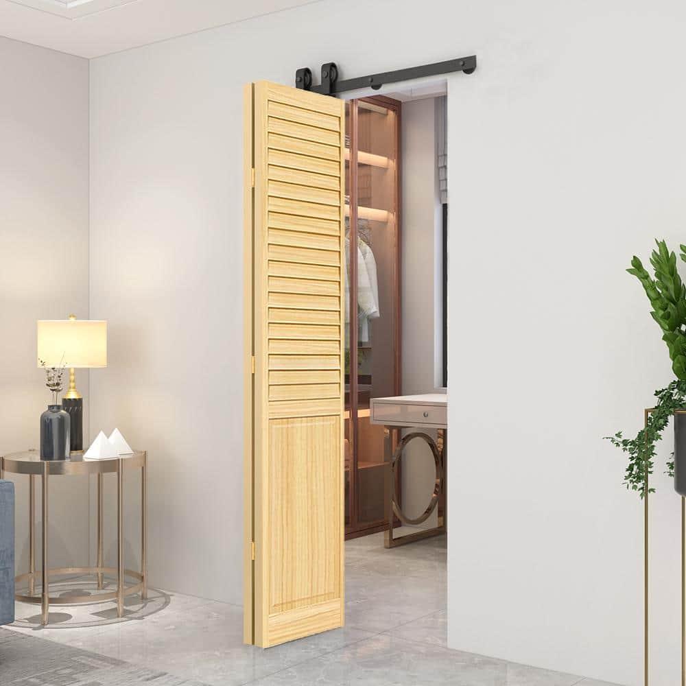 Calhome 80'' Solid Wood Unfinished Bi-Fold Door