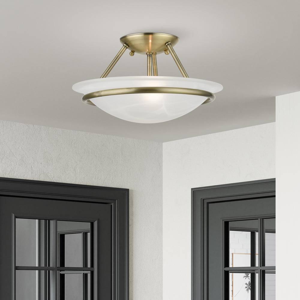Livex Lighting Newburgh 2 - Light Semi-Flush Mount in Antique Brass