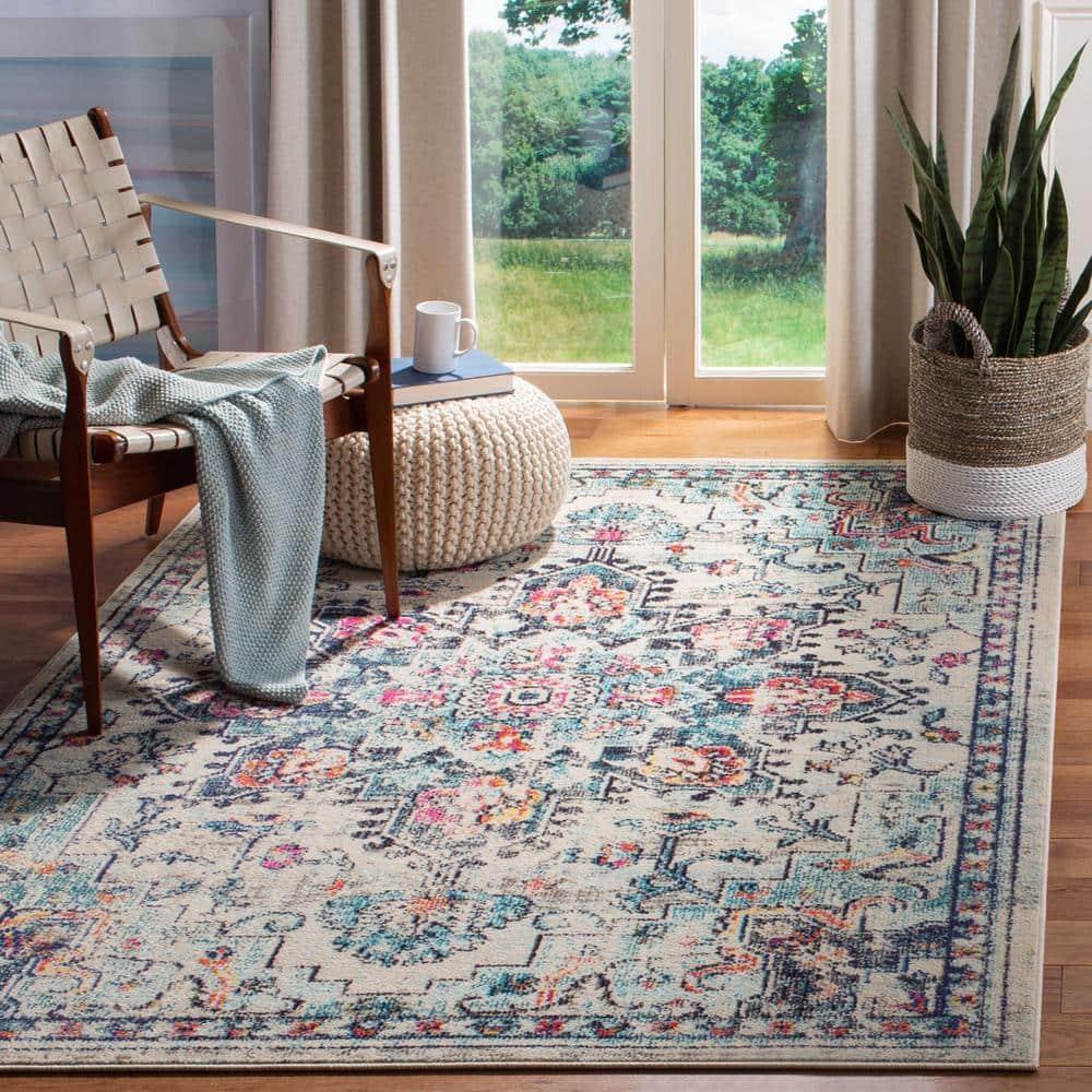 Madison MAD473 Power Loomed Indoor Area Rug - Cream/Blue - 5'3"x7'6" - Safavieh