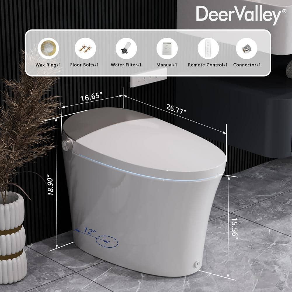 DeerValley DV-1S0150-V3 Smart Bidet Toilet Elongated, Auto Open/Close Lid, Seat Heat, Foot Kick & Blackout Flush, Premium