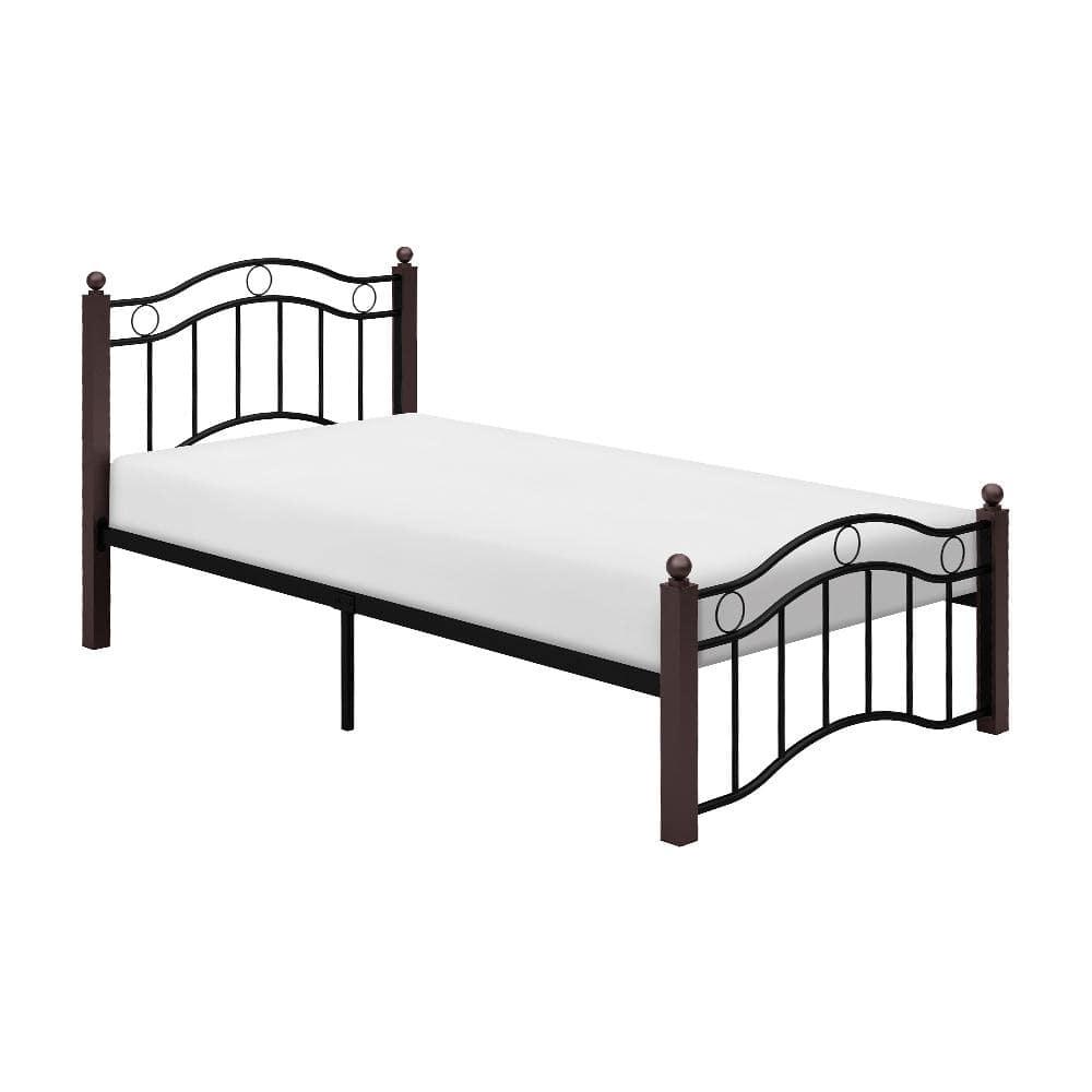 Homelegance Averny Twin Size Home Metal Platform Bed Frame with Headboard, Black