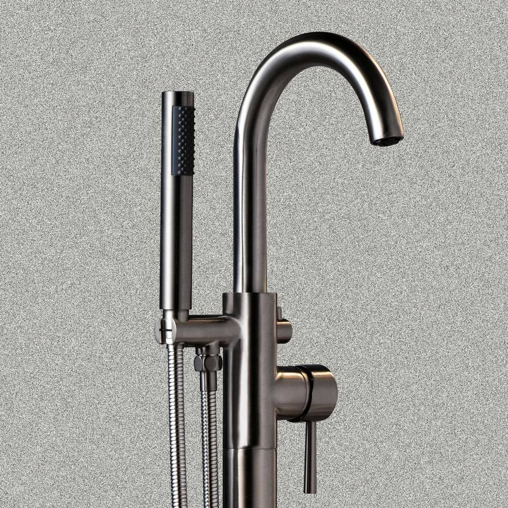 WoodBridge Single Handle Floor Mounted Freestanding Tub Faucet with Handshower F0023BNRD