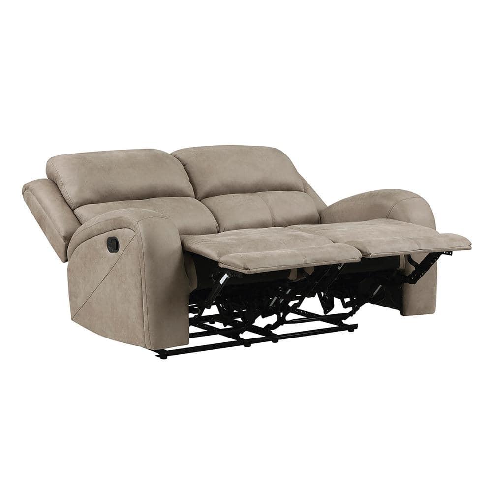 Lexicon Pagosa Polished Microfiber Double Reclining Loveseat in Brown
