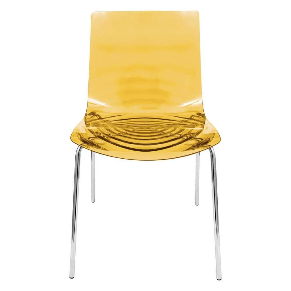 LeisureMod Dining Chair in Polycarbonate with Chrome Legs and Ripple Design Lightweight Easy Assembly for Modern Home, Kitchen, Cafes Astor Collection
