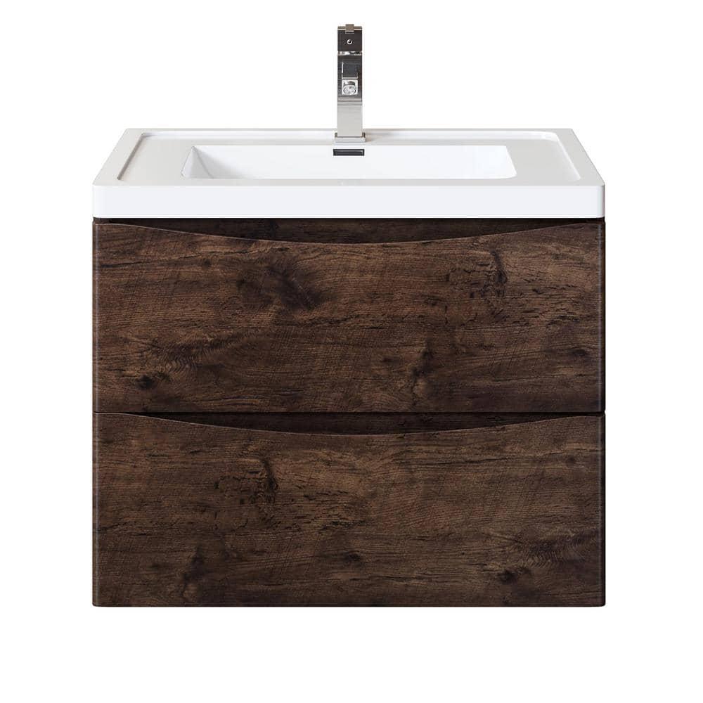 Eviva Smile 30" Rosewood Modern Bathroom Vanity Set with Integrated White Acrylic Sink