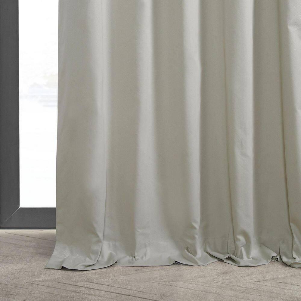Light Greige Ivory Solid Cotton 50 in. W x 84 in. L Rod Pocket Blackout Curtain (Single Panel)