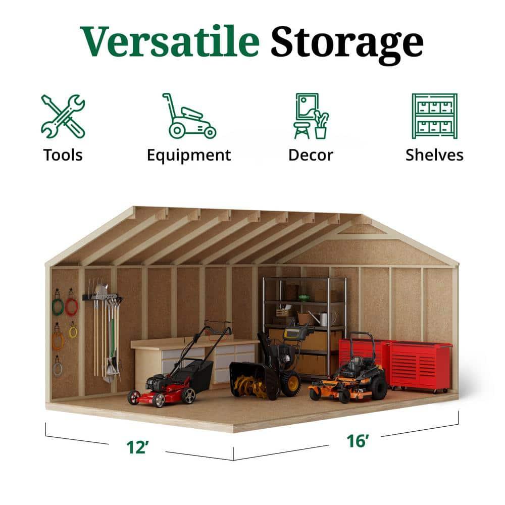 Little Cottage Co. 12x16 Value Gable Shed, Outdoor Wood Storage Do-It-Yourself Precut Kit