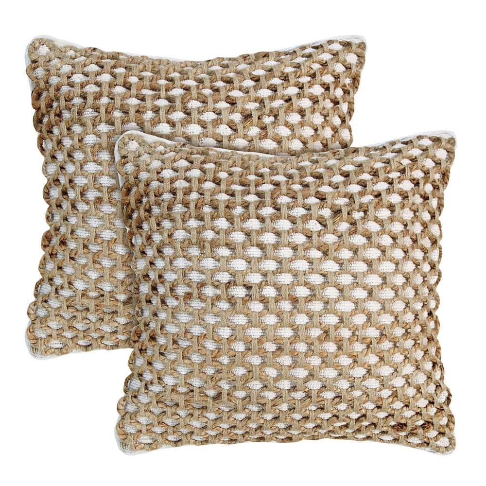 Boho Living Boho Living Jada Decorative Pillow Collection Jute/Cotton Indoor Square Throw Pillow with & Insert (Set of 2)