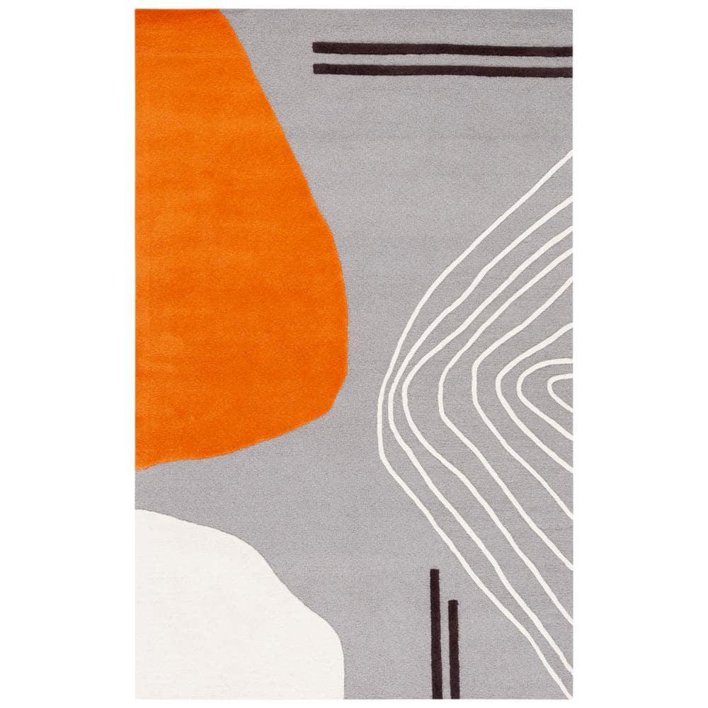 Rodeo Drive RD860 Hand Tufted Area Rug - Gray/Rust - 3'x5' - Safavieh.