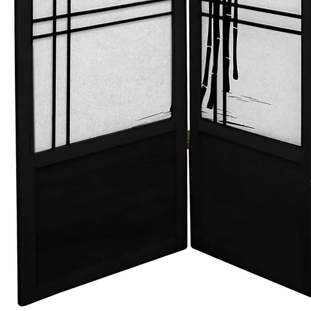 Oriental Furniture 7 Ft Tall Double Cross Bamboo Tree Shoji Screen, 3 panel, black