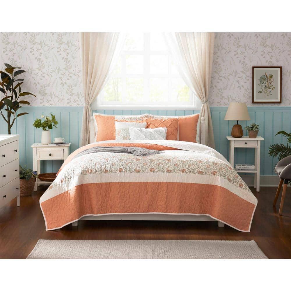 Madison Park Dawn 6 Piece Cotton Percale Quilt Set with Throw Pillows