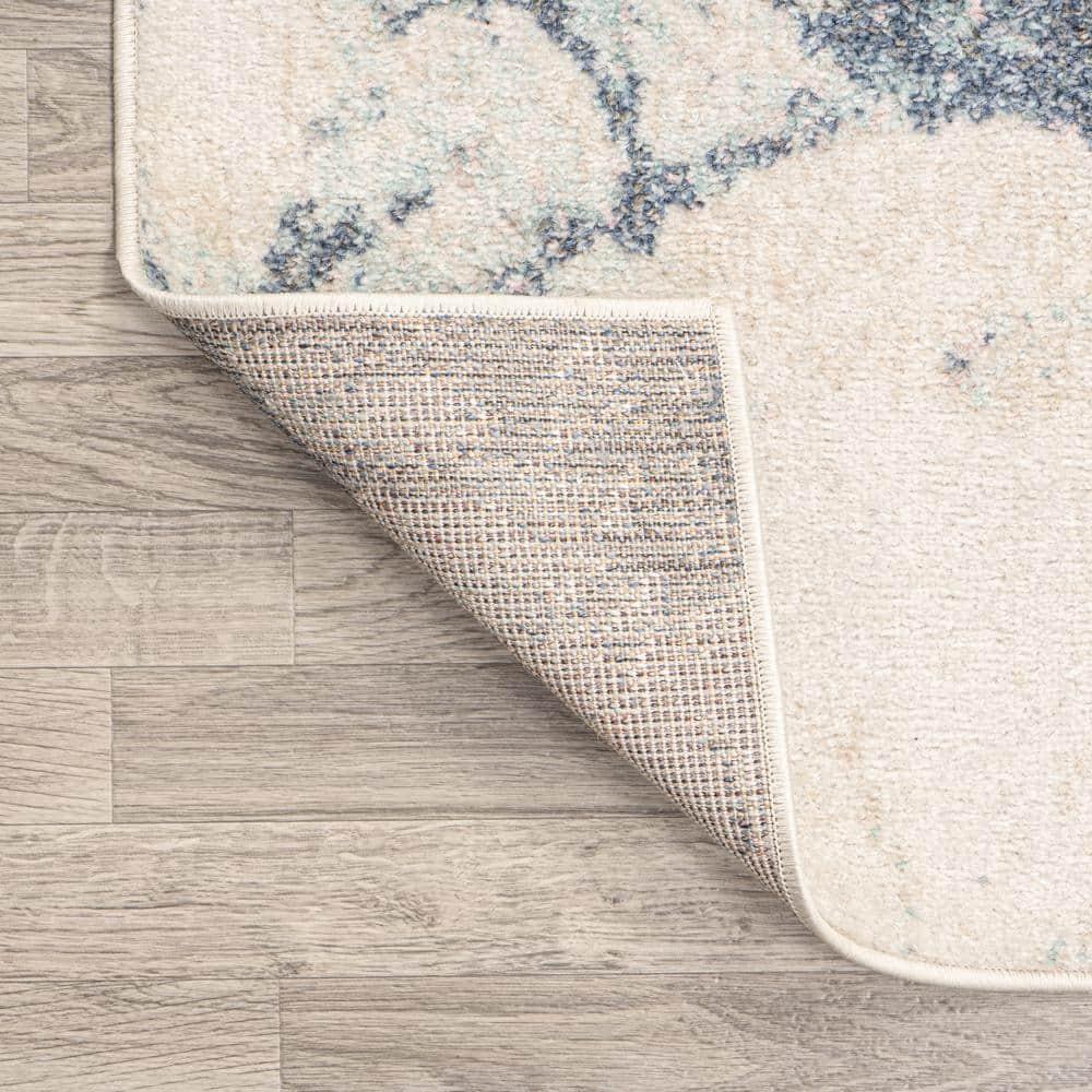4' x 6' Marmo Abstract Marbled Modern Area Rug, Blue/Cream - JONATHAN Y