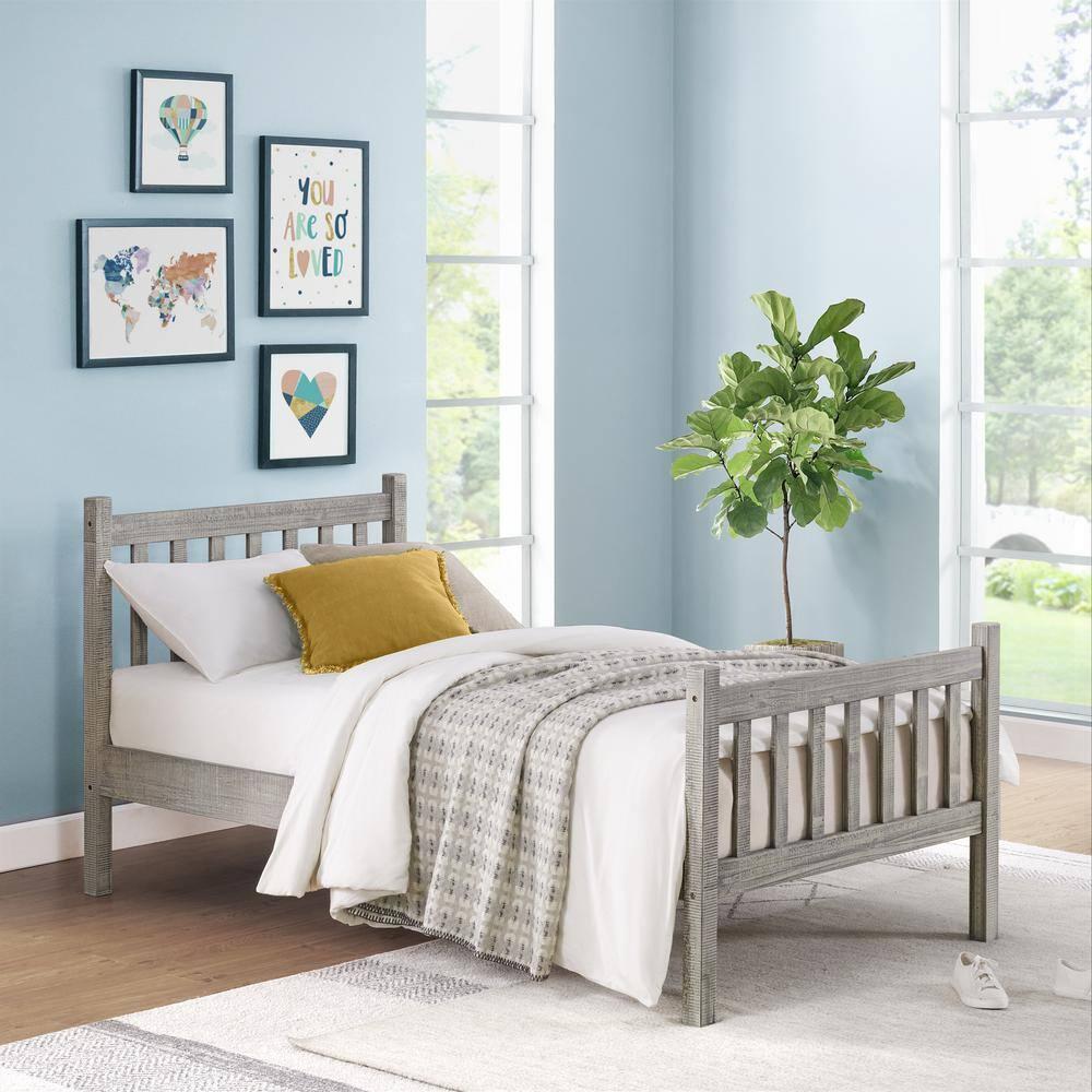 Alaterre Windsor Twin Wooden Weathered Beachhouse Farmhouse Industrial Bohemian Style Bed