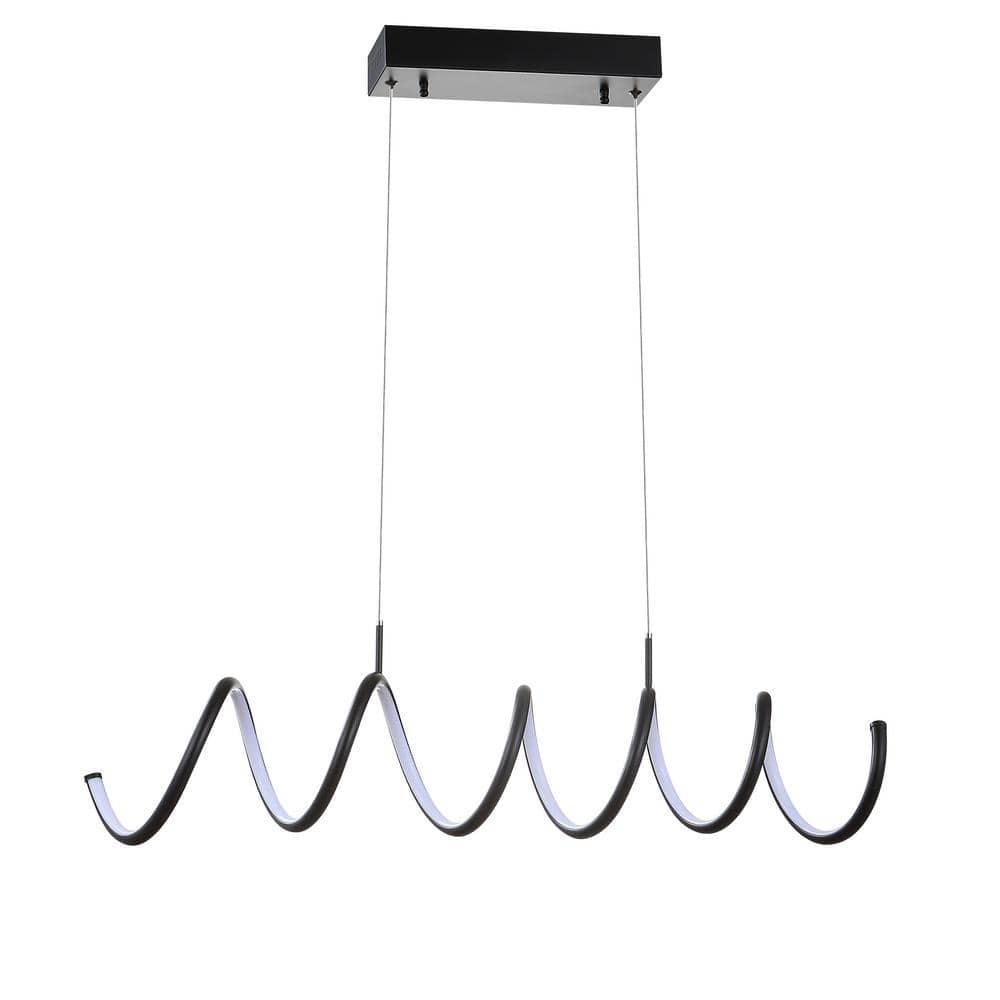 Ali 31" Dimmable Adjustable Integrated LED Metal Linear Pendant, Black