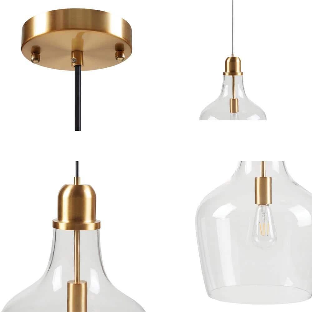 Ink+Ivy 13"x93" Auburn Bell Shaped Hanging Glass Simple Industrial Pendant Light