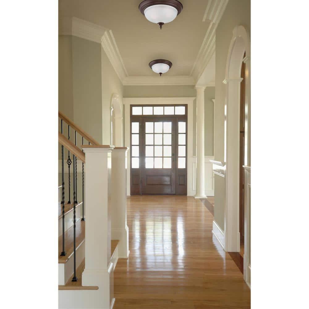 Westinghouse 6344500 Two-Light Indoor Flush Ceiling Fixture, Oil Rubbed Bronze Finish with Frosted Swirl Glass, 2-Pack