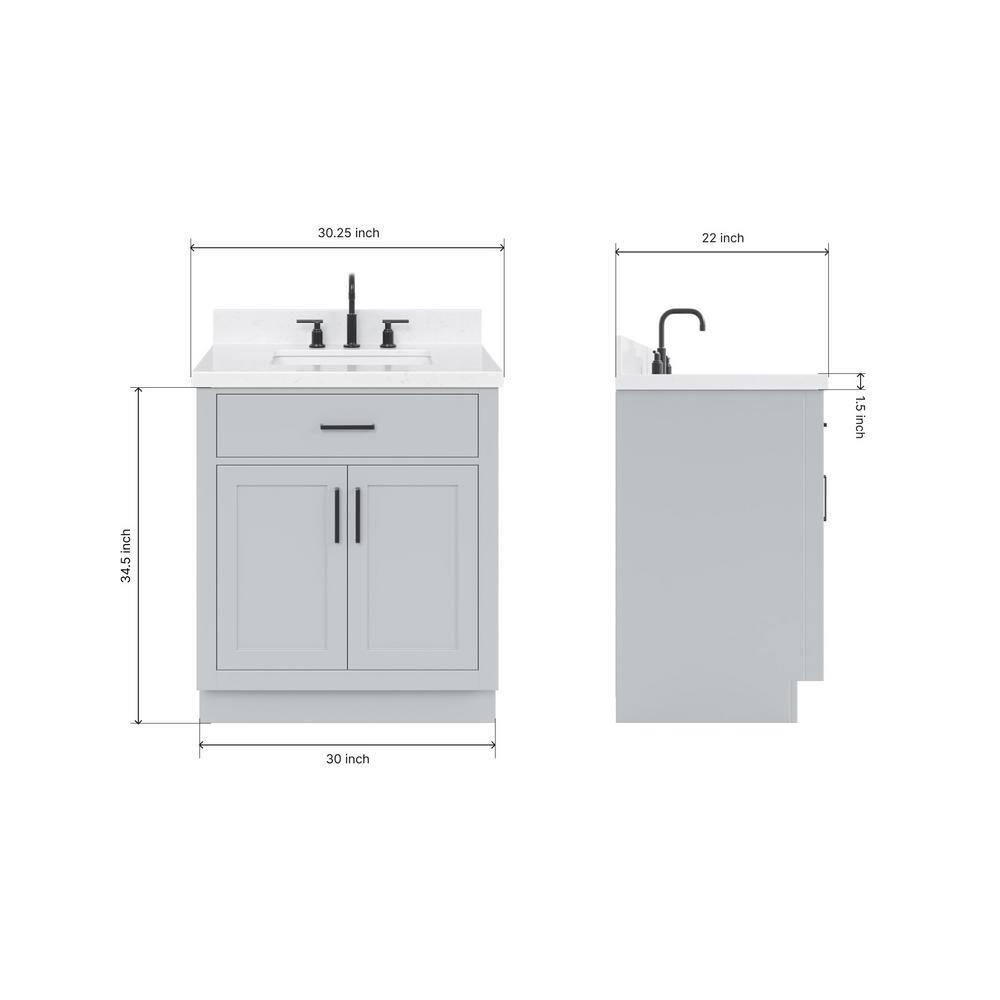Tidworth 30.25'' Single Bathroom Vanity with Carrara Quartz Top