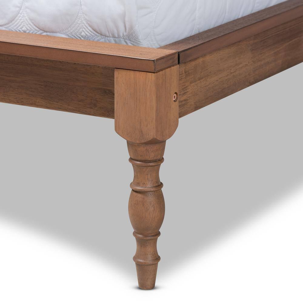 Full Romy Wood Platform Bed Ash Walnut - Baxton Studio: Rubberwood & MDF Frame, No Box Spring Needed