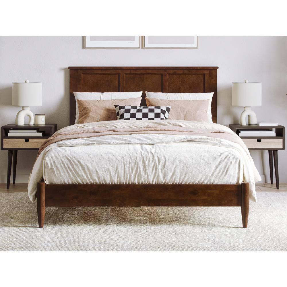 AFI Charlotte Full Solid Wood Low Profile Platform Bed, Walnut