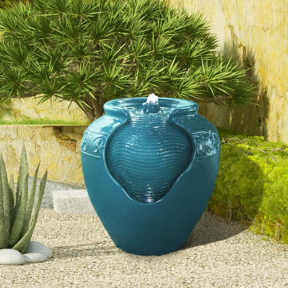 Teamson Home 16.93" Outdoor Glazed Pot Water Fountain