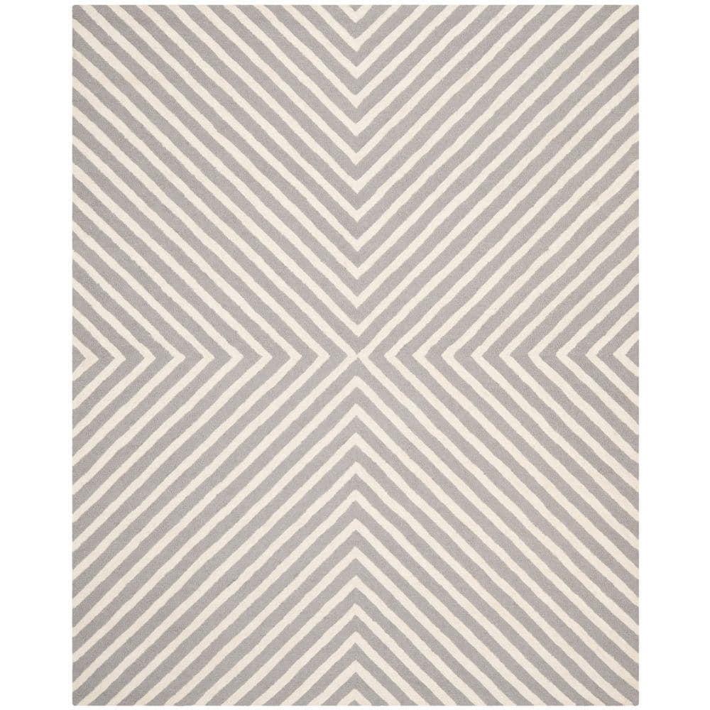 Safavieh Cambridge Moroccan 8 x 10 (ft) Tufted Wool Silver/Ivory Rectangular Indoor Geometric Area rug