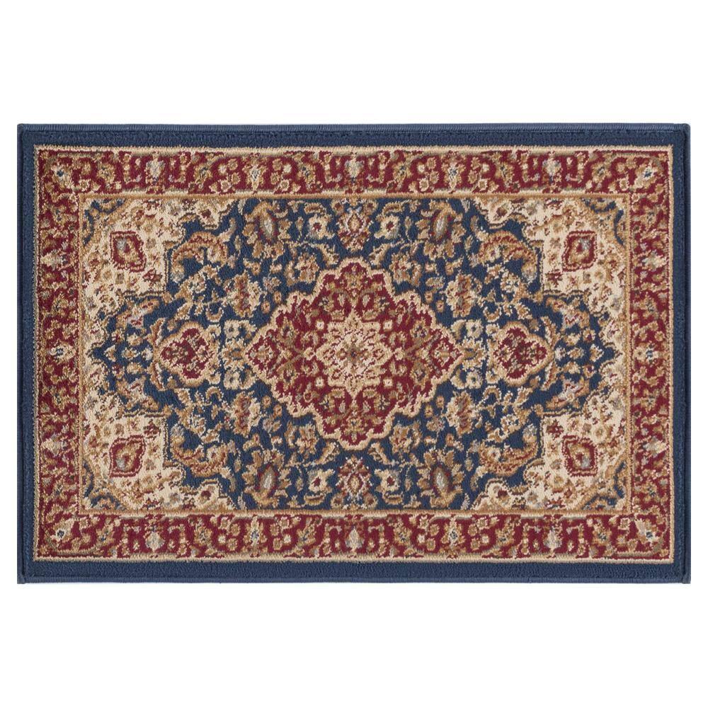 Tayse Sensation Area Rug 4787 NAVY Traditional Navy Blue Bordered Medallion 2' x 3' Rectangle